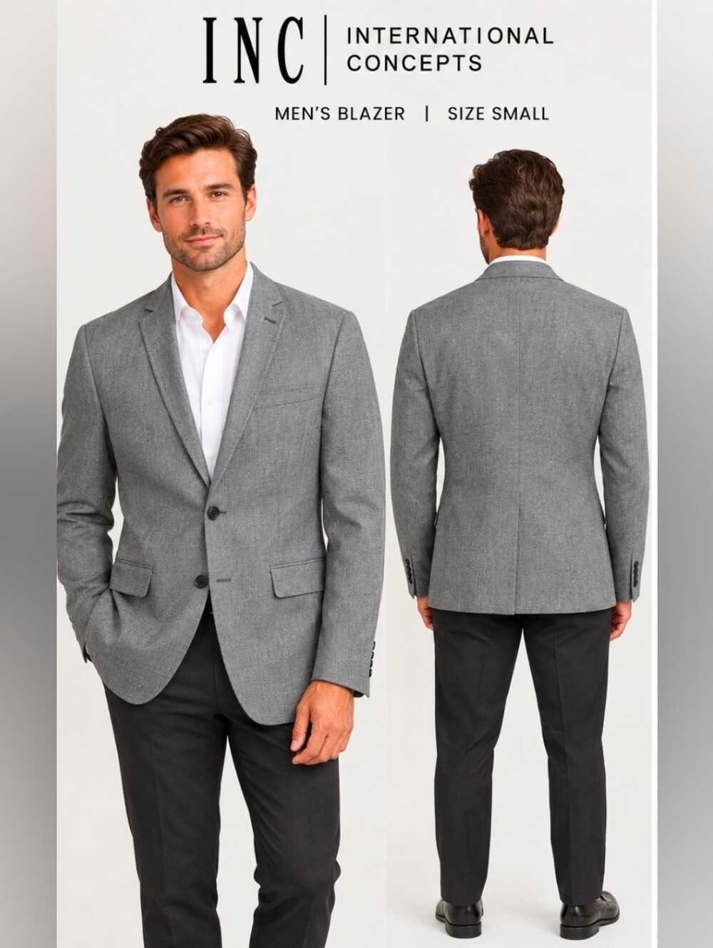 INC International Concepts Men's Light Gray Two-Button Blazer Size Small
